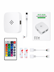 Огонек OG-LDL26 LED контроллер DC 5-28В (Wi-Fi, 2*RGB, 2*4PIN, пульт)